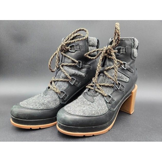 Sorel Shoes Boots Womens 9 Blake Heeled Black Lace Up Rustic